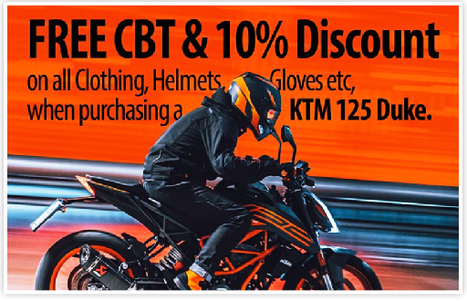 10 percent Off clothing & helmets after booking training